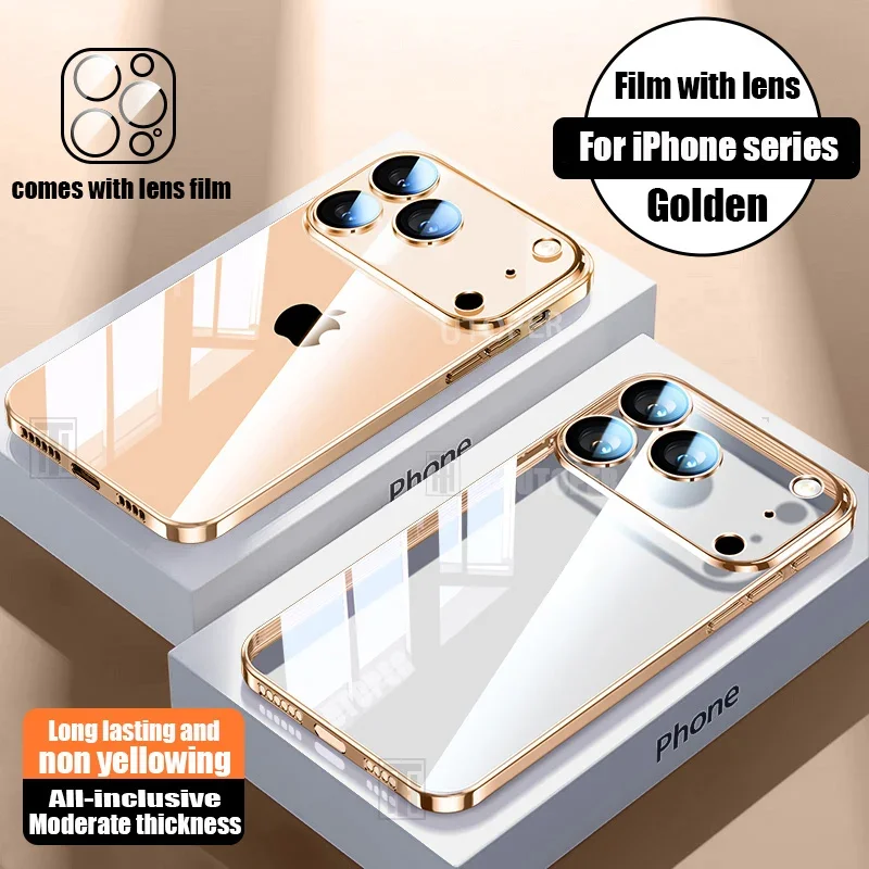 Sb908598840874106aca1e3634099cd6dw.webp New Orange Ultrathin 17 Phone Case for iPhone 17 Air 16 15 14 13 12 11 Pro Max Plus Clear Plating Soft TPU Lens Protect Cover