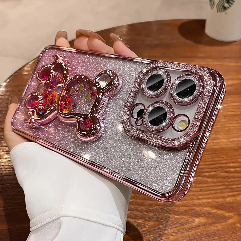 Sb92ad33acb724b26a05caf253538cfcbl-4.webp Glitter Quicksand Bear Diamond Case iPhone 15 14 13 16 17 Pro Max 17 Air Plus 11 12 Gradient Rhinestone Plating Soft Cover