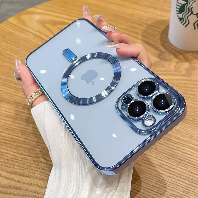 Sb99d8f8f2882492eba4dd0b1030ccc16G.webp Luxury Plating For Magsafe Magnetic Case For iPhone 17 16 15 14 13 12 11 Pro Max Plus Wireless Charge Cover With Lens Protector