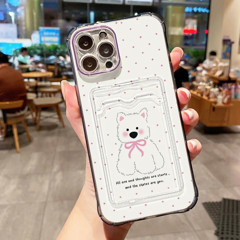 Sb9d17c8fa9f54e5e8faa1e8fb4eebb27H.webp Transparent Card Slot Bag Holder Phone Case For iPhone 13 15 16 11 17 12 14 Pro Max XR XS X 7 8 Plus SE Cartoon Cute Dog Cover