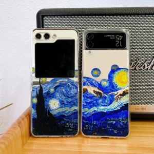 Sba21ce3137444590a3cfe303204fa5169.webp Retro Great Art Van Oil Painting Phone Case For Samsung Galaxy Z Flip 6 5 Hard PC Cover For Galaxy Z Flip 5 4 7 Clear Shell