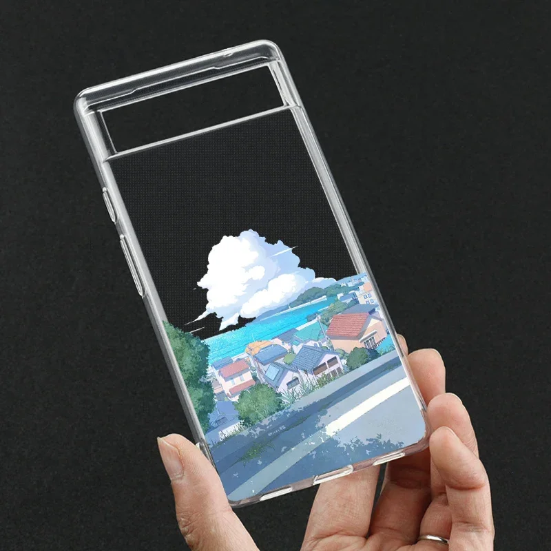 Japan Anime Landscape phone Case for Google Pixel 10 Pro XL 9 7a 7Pro 6a 6 6Pro 8 8 Pro 5G Clear Scenery Covers Fundas Skin