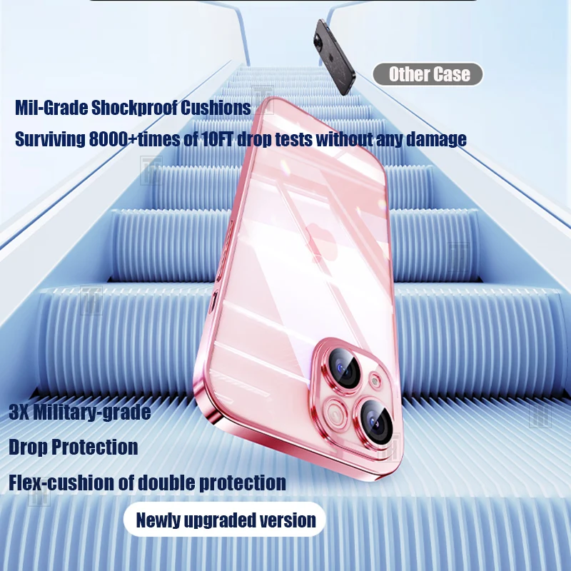 Sba838ba186934ec89b3331333327c326k-1.webp Ultra Thin Heat Dissipation Phone Case For iPhone 15 14 11 12 13 Pro Max Plus Clear Plating Soft TPU Lens Film Protection Cover