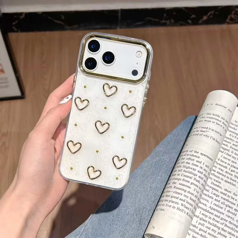 Cute 3D Golden Bowknot Transparent Case For iPhone 17 Air 11 12 13 14 16 Pro Max 15 Plus Girl's Epoxy Shell Clear Slim Cover
