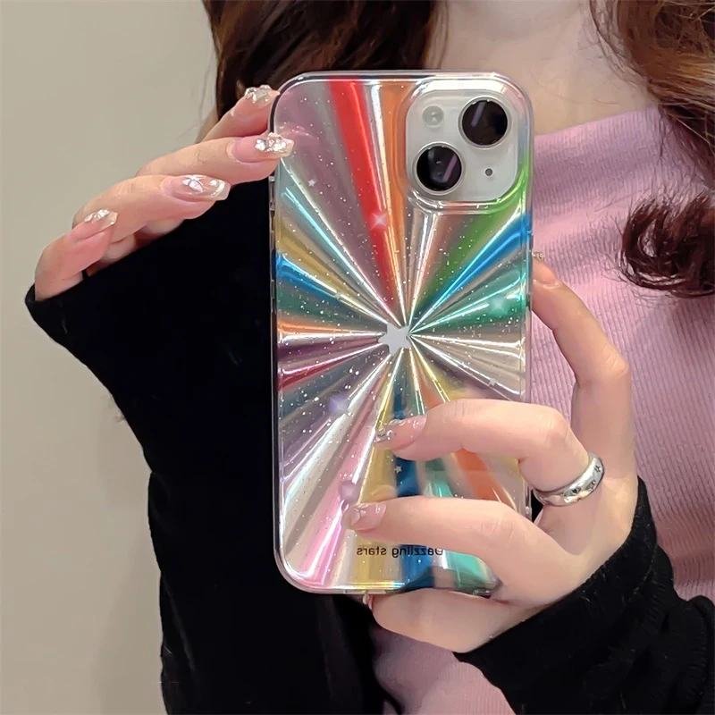 Sbafe0c1b9a6046cdac7381c6d14e42f09.webp Colorful Rainbow Stars Glitter Phone Case For iPhone 15 16 Pro Max 17 13 11 12 14 Plus IMD Silicone Shockproof Back Cover Shell
