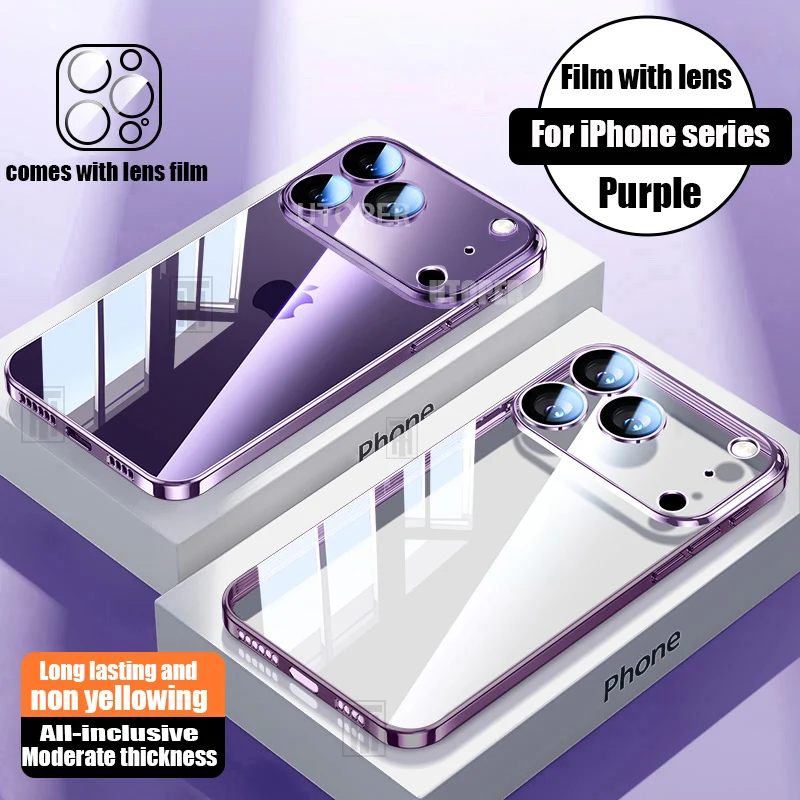 Sbb122fcb0e6c496abc5b1c68e02654f3C-2.webp New Orange Ultrathin 17 Phone Case for iPhone 17 Air 16 15 14 13 12 11 Pro Max Plus Clear Plating Soft TPU Lens Protect Cover