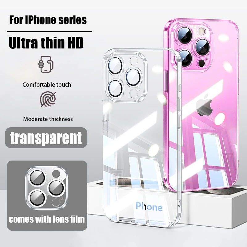 Official 16 Series Blue Plating Case for iPhone 16 15 14 13 12 11 Pro Max Plus Ultrathin Antiskid Clear Lens Film Protect Cover