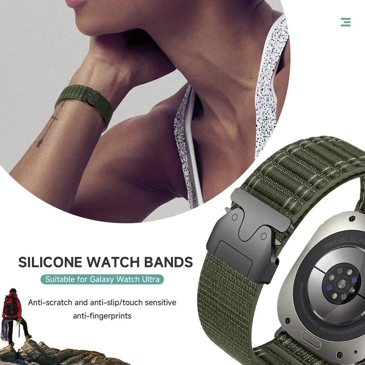 Sbc950687e1904859b06ad1c575293bb5g.webp Nylon Sport Strap for Samsung Galaxy Watch Ultra 47mm Adjustable Bracelet Correas Wristband for Galaxy Watch 7 Ultra Band Correa