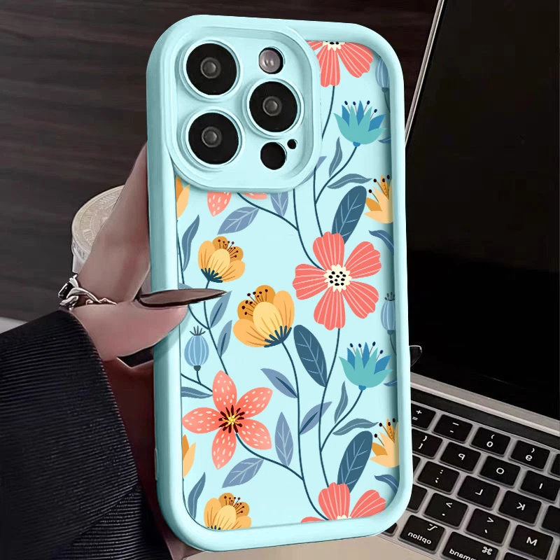 Sbd7ed9ee1d58448392466ad2756bc40ep-2.webp Colorful Flowers Silicone Case For iPhone 17 16e 15 16 Pro Max 14 13 12 11 Pro Max Air Shockproof Bumper Soft TPU Phone Cover