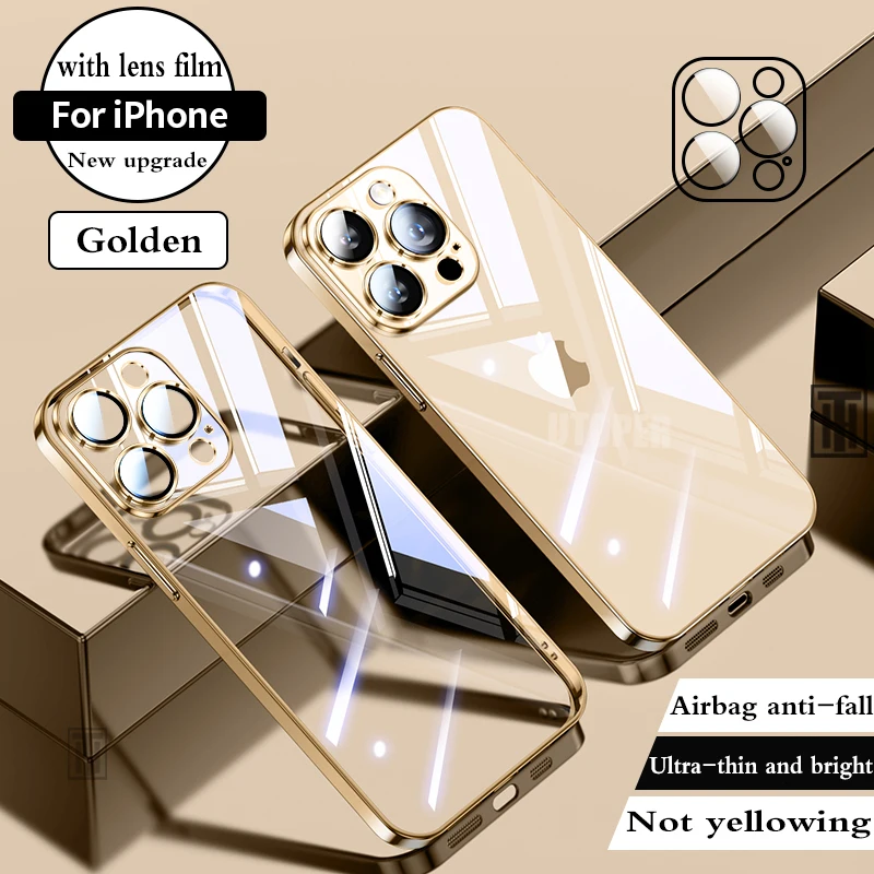 Sbe4982e01cc0464892df103ce7fe9234s.webp Luxury High Quality Upgrade Plating TPU Soft Case for iPhone 17 Air 16 15 14 13 12 11 Pro Max Plus Clear Lens Film Protect Cover