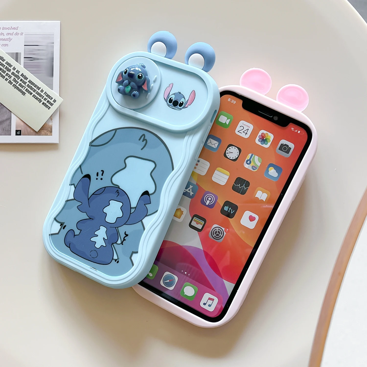 Sbe690ddc29064d809fe2058431e591bar.webp 3D Ears Toy Minni Stitch Winni Cartoon Sliding Camera Case for iPhone 16 Pro Max 14 Plus 15 X XS XR 7 11 12 13 Wave Phone Capa
