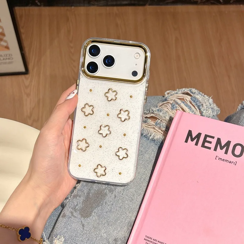Cute 3D Golden Bowknot Transparent Case For iPhone 17 Air 11 12 13 14 16 Pro Max 15 Plus Girl's Epoxy Shell Clear Slim Cover