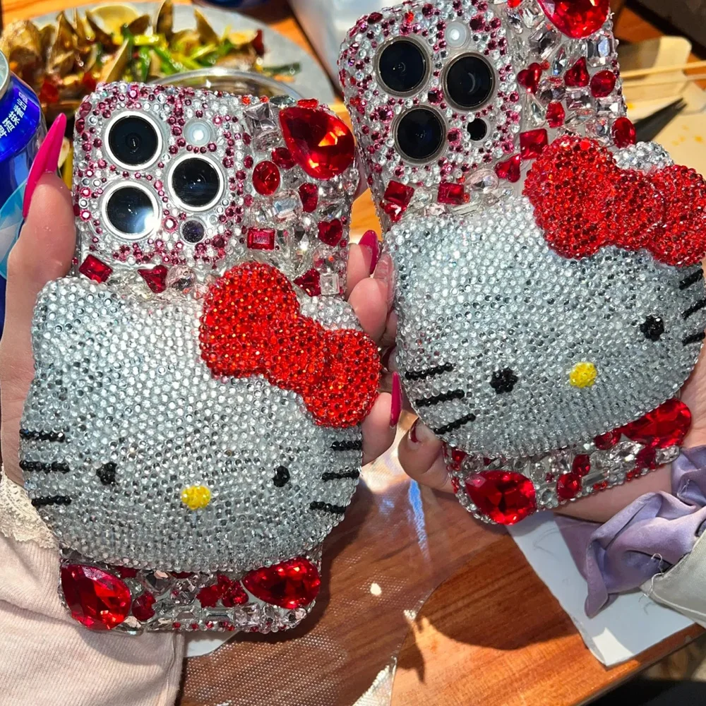 Sbed85482d9ac4cf3abc0069617e1ae34Y.webp Cute Kitty Cat Rhinestone Bling Crystal Phone Case Chain For iPhone 16 12 13 14 15Pro Max X Xs XR 7 8 Plus SE 2 3 10 Transparent Bu