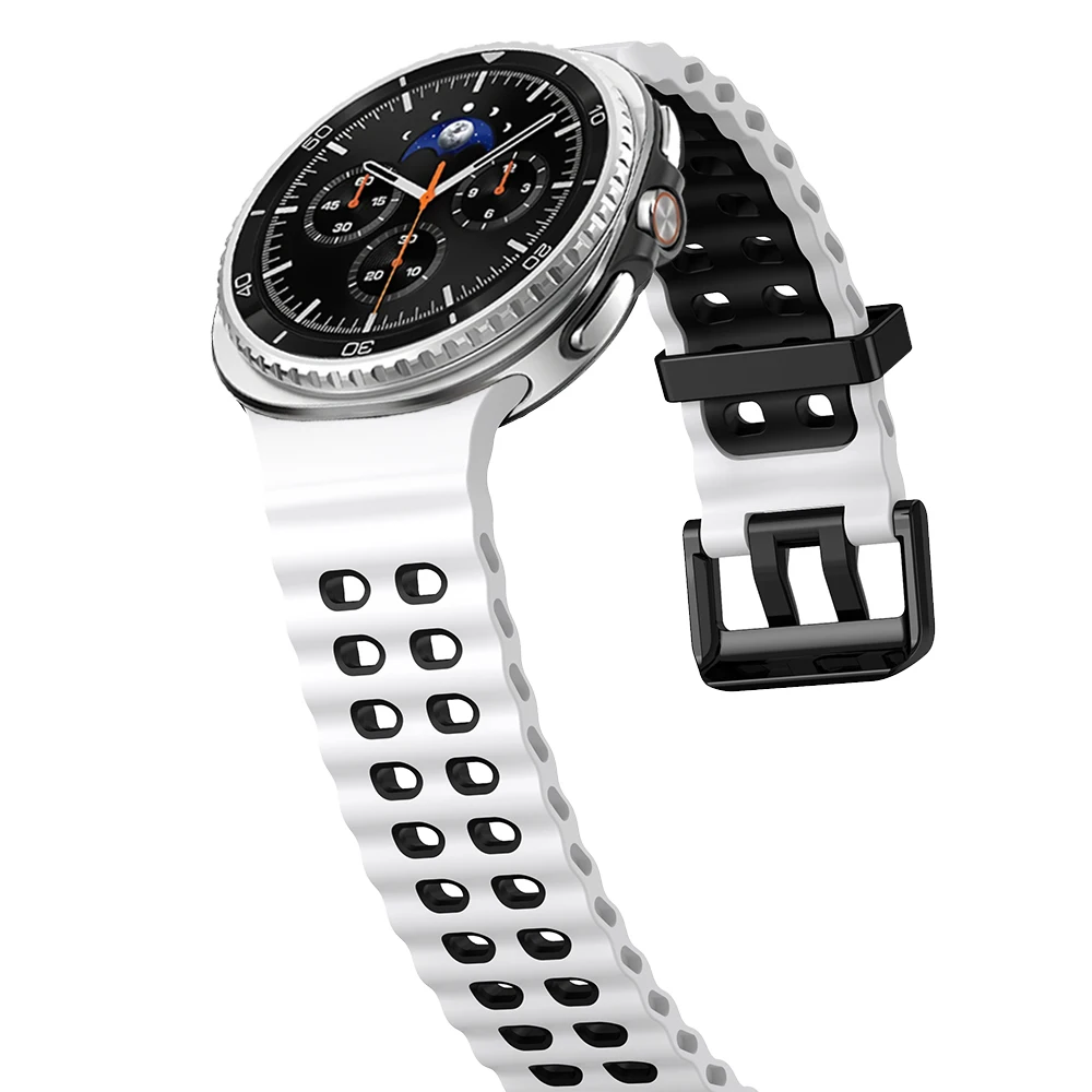 Sbf0cf91dc15543a9a9e3175fbe0a29d0N.webp Sport silicone Band For Samsung Galaxy Watch 8 classic 46mm Two color Marine belt Bracelet correa Galaxy Watch 8 40mm 44mm strap