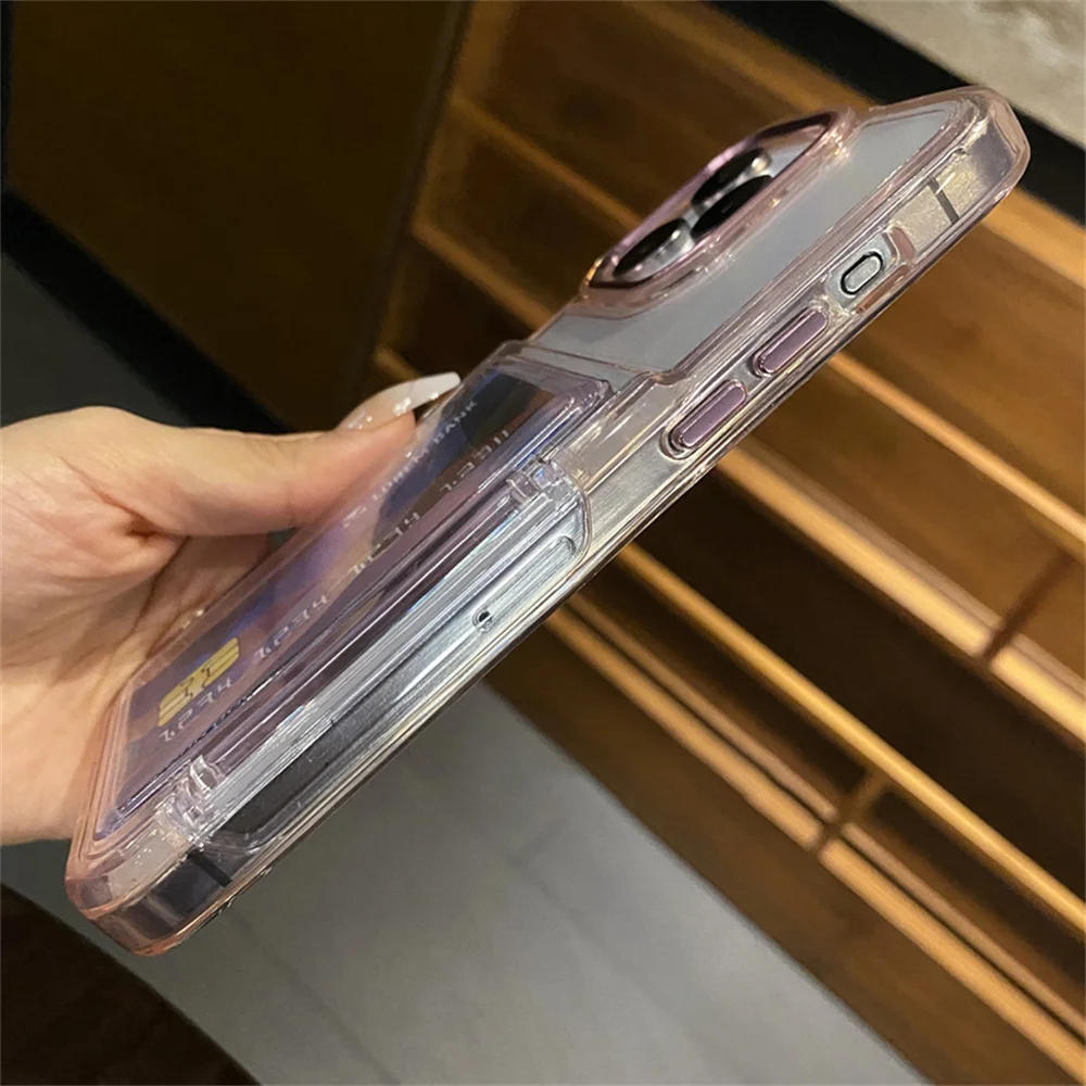 Sbfad33136bd146b095d2df1a1df1f2a4J.webp Transparent Card Slot Bag Holder Phone Case For iPhone 15 14 13 11 12 16 17 Pro Max Shockproof Protection Hard Acrylic Cover