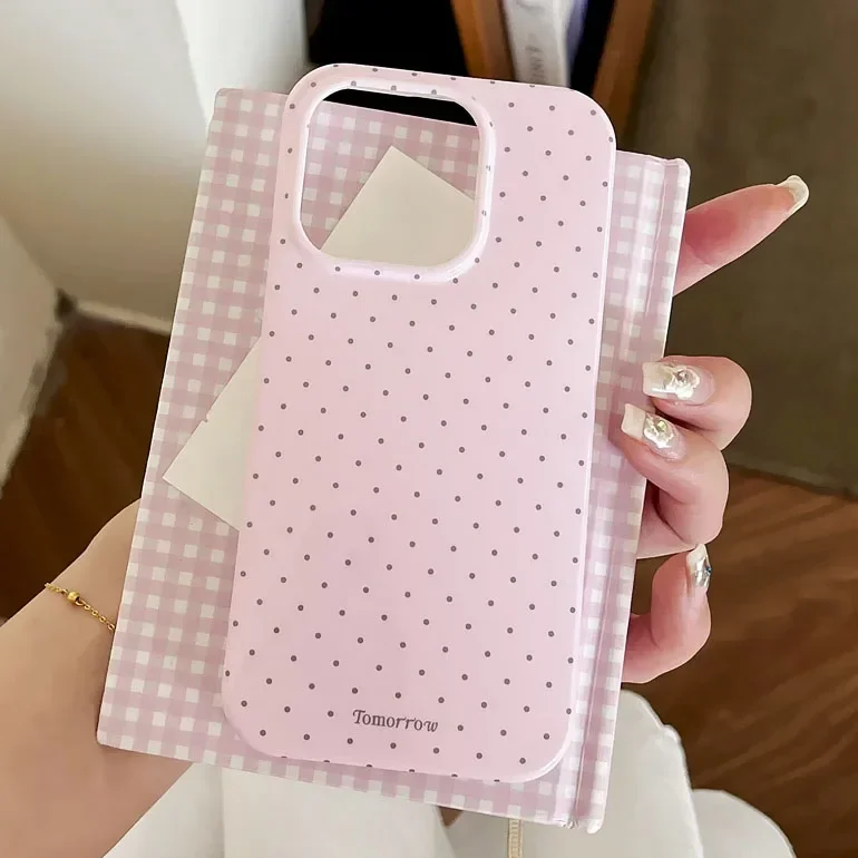 Sc0cd651704464fba80e443f163d1314bA-1.webp INS Polka Dot Small Fresh Mobile Phone Case for iPhone 17 16 15 14 13 12 Pro Max 11 Ultra Slim Shockproof Cover for iPhone 17Pro