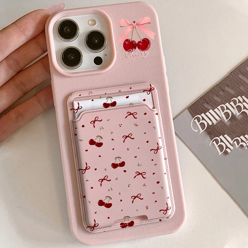 Sc14b04a847e847c3ab73a7d2e4e013ca0.webp Card Slot Pocket Phone Case For iPhone 17 16 15 14 13 12 11 Pro Max Plus X XS Shockproof Red Cherry Pattern Soft Silicone Cover