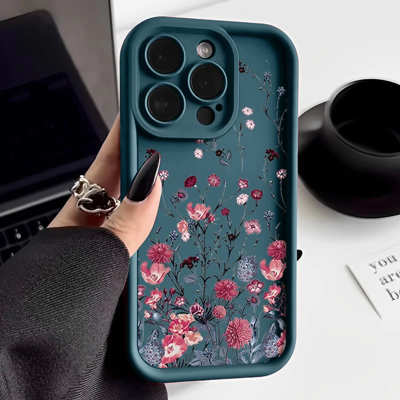 Sc1c566cf7abb473186142e6c266ed274q.webp Retro Flower Case For iPhone 16e 17 Air 16 15 14 Pro Max Plus 13 12 Pro Max 11 Shockproof Soft Silicone TPU Phone Back Cover