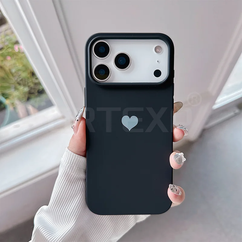Love Heart Matte Candy Color Silicone TPU Soft Case For Iphone 17 Pro 17 Promax 17 Air 17 Solid Color Frosted Shell ﻿