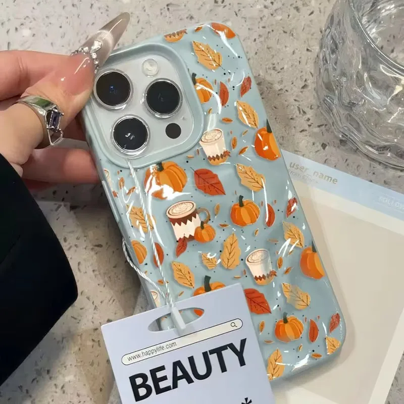 Sc3557f094d984665b5142588f44feddah.webp Halloween Pumpkin Print TPU Phone Case For iPhone 16 15 14 13 12 11 17 Air Pro Max 16 Plus 16Pro Leaves Cup Folds Texture Cover