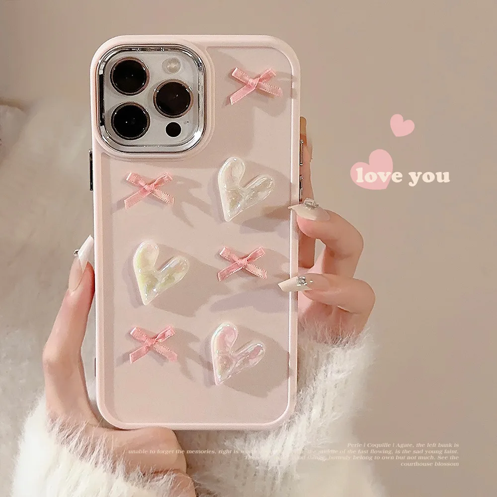 Sc48b97a643d84aaabc315ac815e9fac6B-1.webp Cute 3D Pearl Love Heart Phone Case For iPhone 17 16 15 14 13 12 11 Pro Max X XS XR 8 7 Plus SE 2 Soft Silicone Bumper Cover