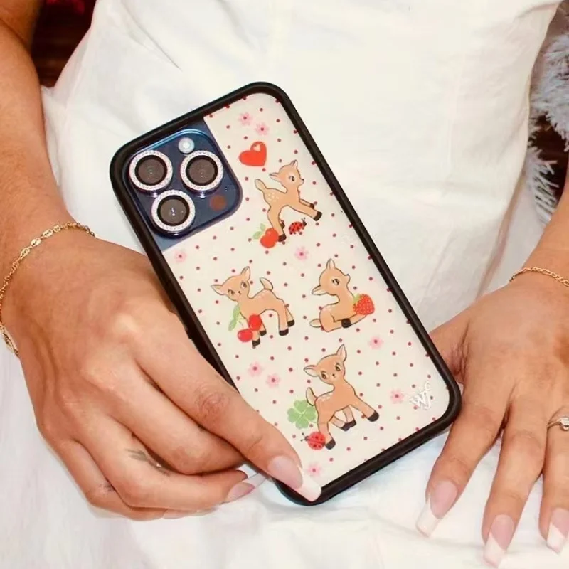 Wildflower 3D Christmas fawn Phone Case for iPhone 16 15 14 13 12 17 Pro Max Plus Air 16pro Cherry Strawberry WF Cartoon Cover