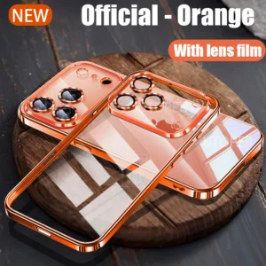 Sc5abe467ee644a658fa7c33f1bf17c111.webp New Orange Ultrathin 17 Phone Case for iPhone 17 Air 16 15 14 13 12 11 Pro Max Plus Clear Plating Soft TPU Lens Protect Cover