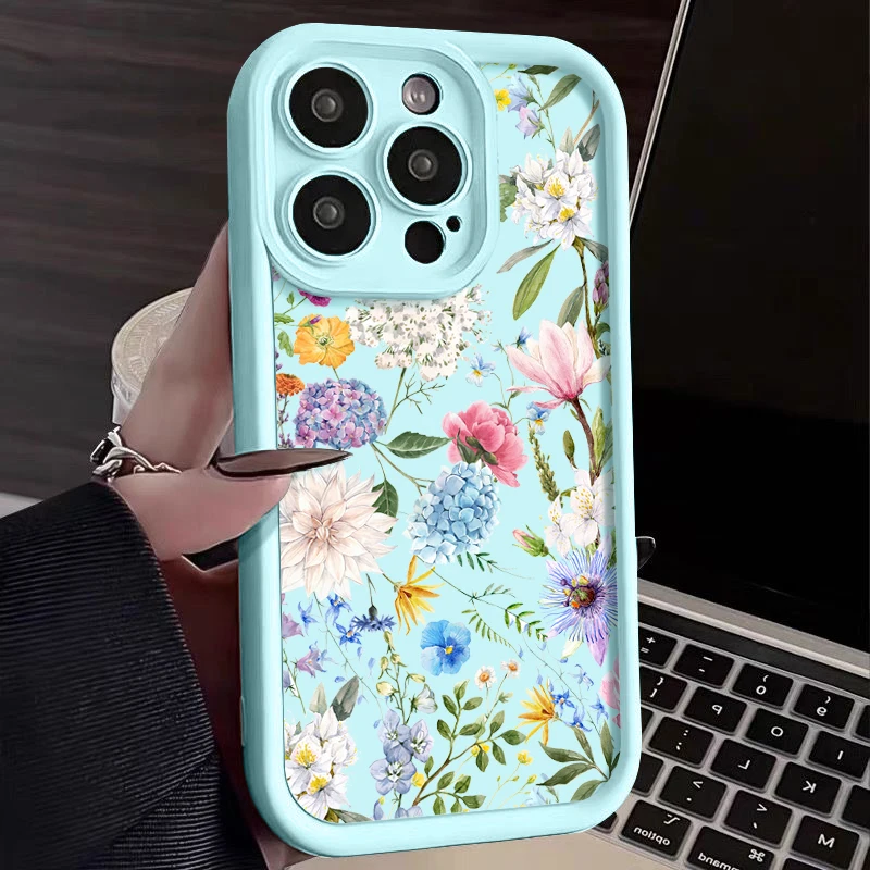Sc63f6709eb1c406b931ffef0190fe1cc0-2.webp Hydrangea Flower Soft TPU Case For iPhone 17 Air 16e 16 15 14 Pro Max 13 12 11 Pro Max XR X XS Shockproof Silicone Phone Cover