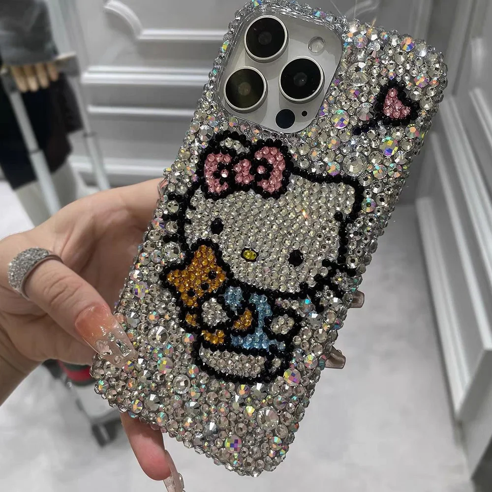 Sc68dbc6f4f4a4144a22df72f22215302c.webp Cute Kitty Cat Rhinestone Bling Crystal Phone Case Chain For iPhone 16 12 13 14 15Pro Max X Xs XR 7 8 Plus SE 2 3 10 Transparent Bu