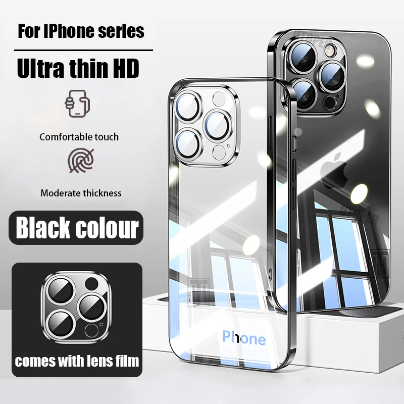 Official 16 Series Blue Plating Case for iPhone 16 15 14 13 12 11 Pro Max Plus Ultrathin Antiskid Clear Lens Film Protect Cover