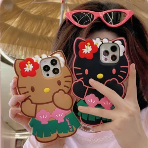 Kawaii Cute Kitty Cartoon Cat Soft Silicone Case 3D Cartoon Cover For iPhone 16 15 14 Plus 13 12 11 Pro Max