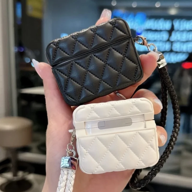 Leather PU Earphone Cover For AirPods 4 For AirPods Pro 2nd Cases For AirPods 3 2 1 Anti-lost Headphone Bag
