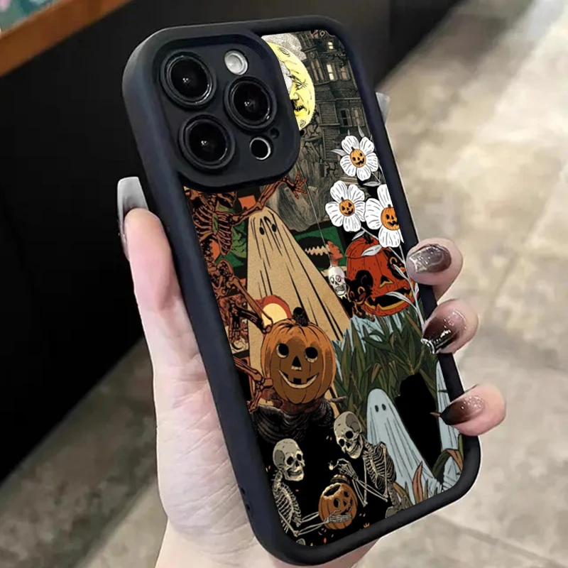 Scd01b5848bba45b5953e3546b8ab6018z.webp Halloween White Ghost Among Flowers Pattern Silicone Phone Case For iPhone 17 Pro Max XS XR X 16 11 13 12 14 15 8 Plus 16E Cover