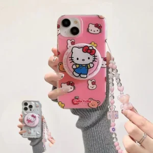 Sce147dd4a4094f44beefe5bfb4dddc59E.webp Cute Kitty Cartoon Cat Magnetic Grip Holder Magsafe Wireless Charge Chain Case For iPhone 17 Air 16 15 12 Pro Max 14 Plus 13 Mini