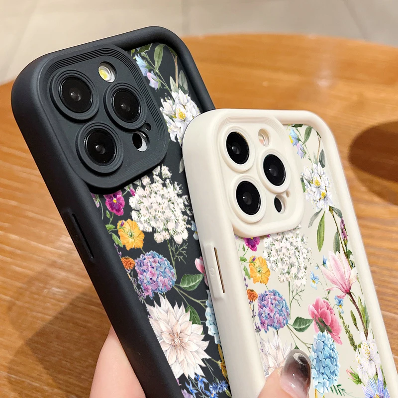 Sce33cc2816db4c1ebbae2b14c8f8d2daW-1.webp Hydrangea Flower Soft TPU Case For iPhone 17 Air 16e 16 15 14 Pro Max 13 12 11 Pro Max XR X XS Shockproof Silicone Phone Cover