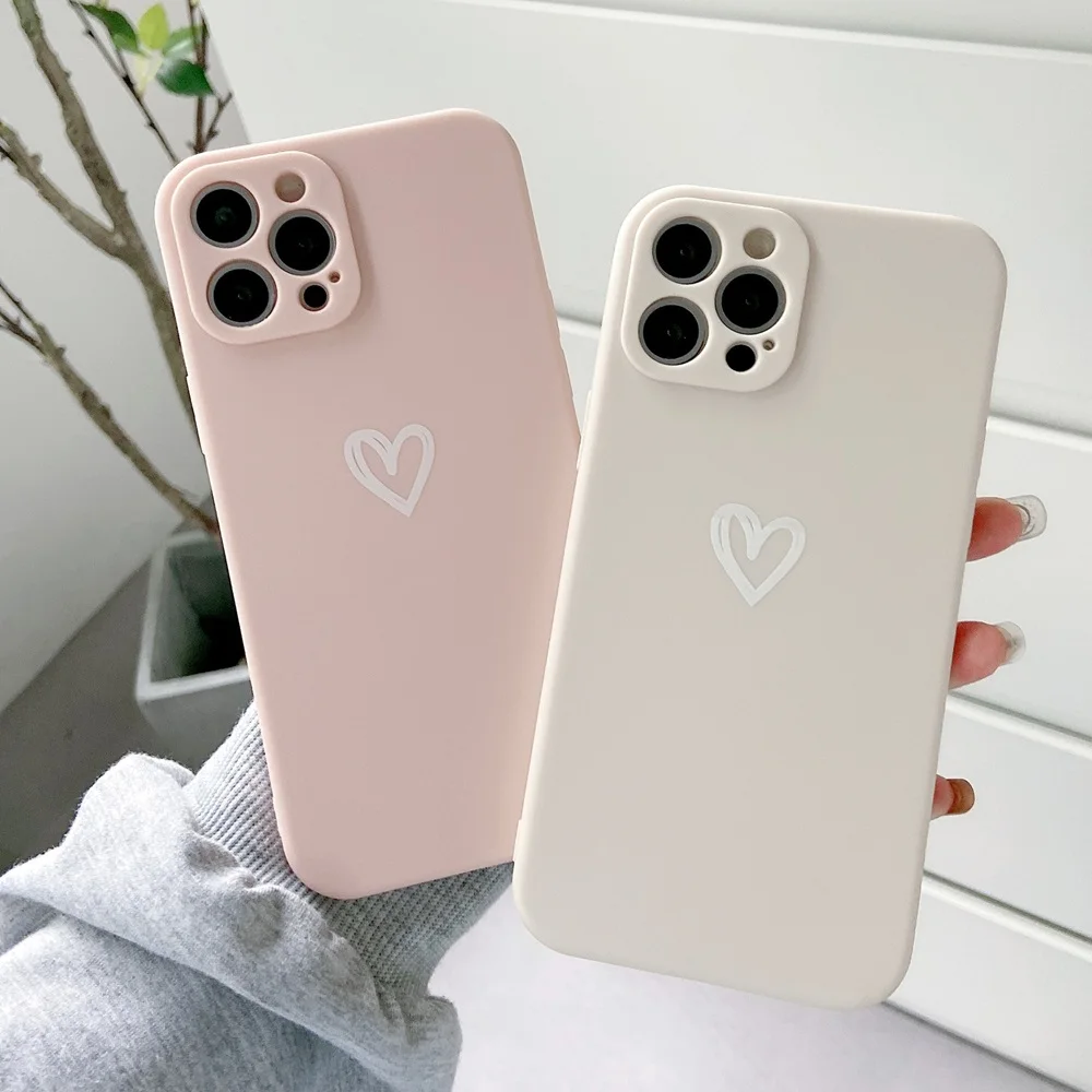 Sce49a3f41cab43fd890584fe9c818566V.webp Cute Love Heart Soft Bumper Phone Case For iPhone 17 16 15 14 13 12 11 Pro X XR XS Max 8 7 Plus Mini Candy Matte Shockproof Cover
