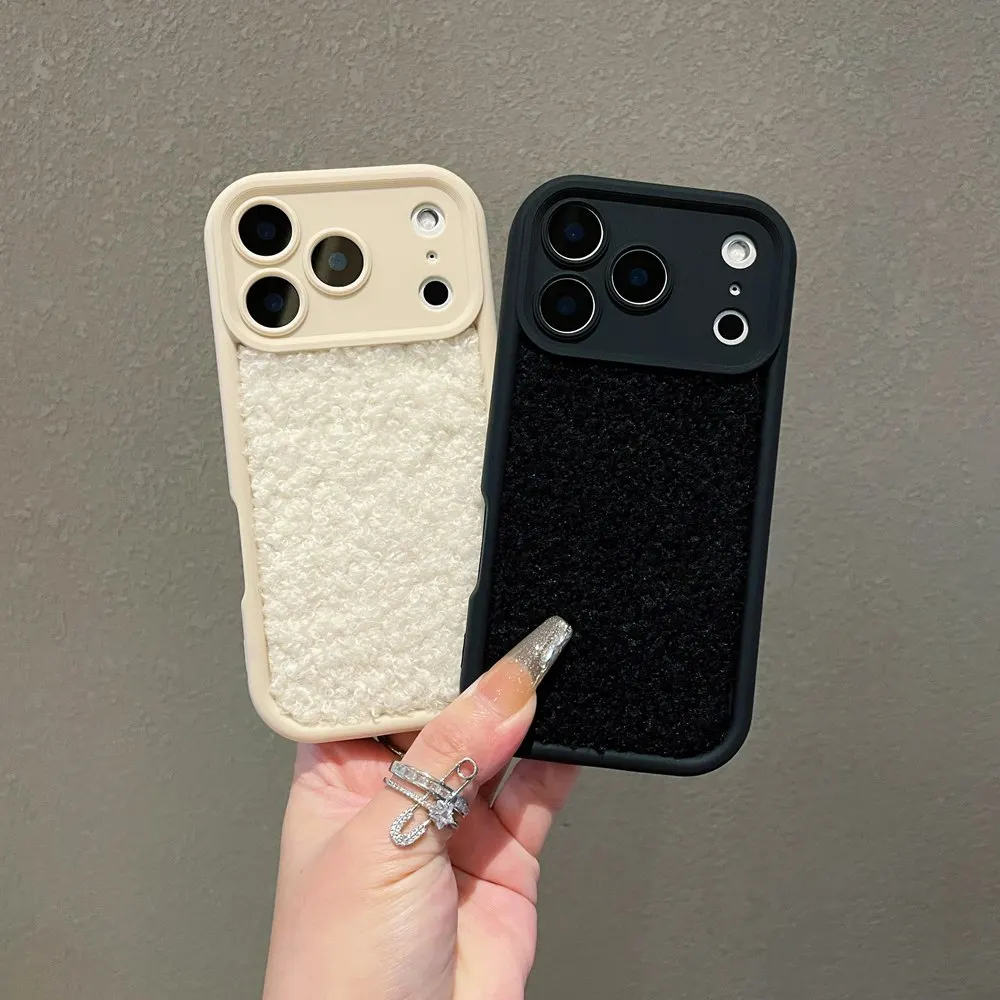 Sce867eb6f5cb421b8b0e23eaa9cf7304r-1.webp Cute Fluffy Phone Case For iPhone 17 11 12 13 14 15 Pro Max 16 Plus XR XS Max Plush Solid Color Cover Soft Plush Coque
