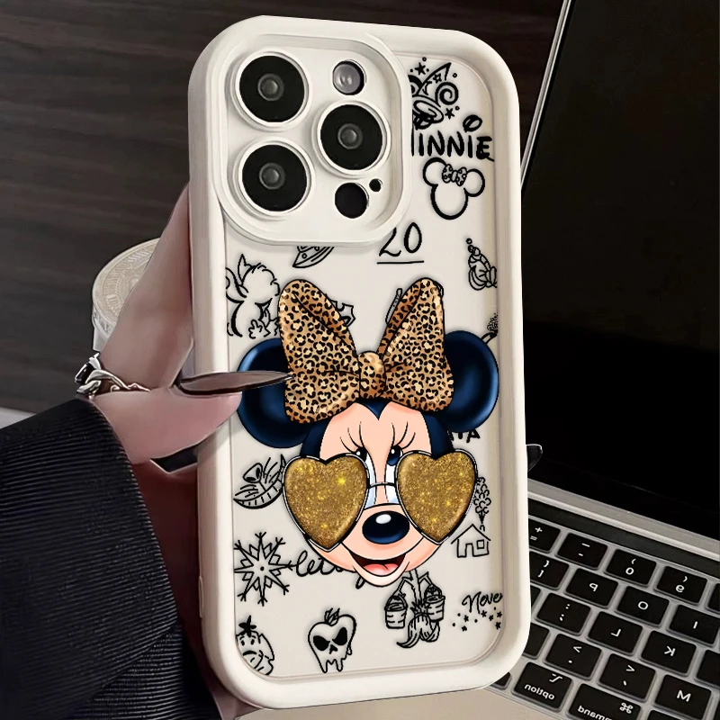 Mini Mouse For iPhone 16 15 14 13 12 11 Pro Max XS Max X XR 7 8 Plus 6S 5S Liquid Eye Ladder Phone Case Christmas Gift