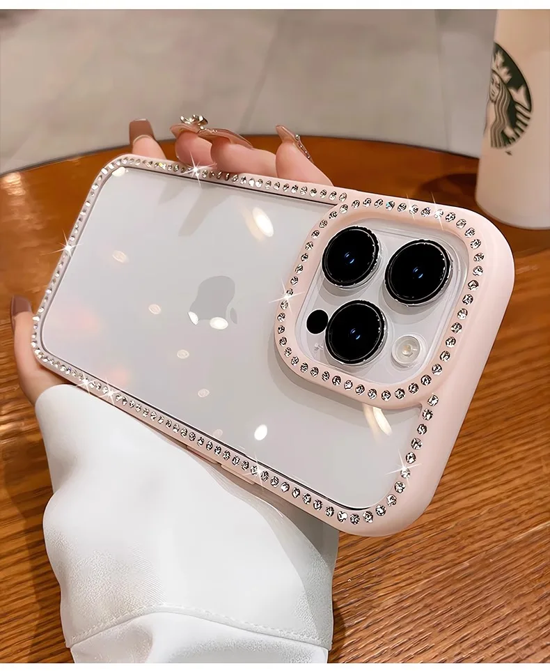 Scfd855811f8740a1a2c50fcb0681d740v.webp Luxury Diamond Glitter Transparent Phone Case For iPhone 17 Air 12 13 14 15 16 Pro Max Plus Shockproof Clear Soft Bumper Cover