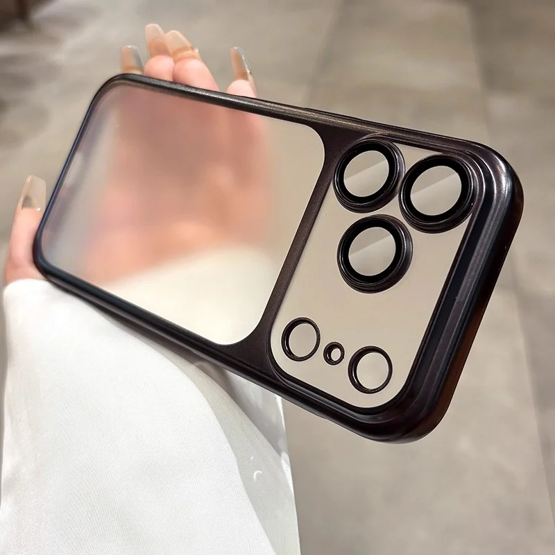 Scff9be390f344996b819e98c36b98ab32.webp Plating Frosted Translucent Thin Phone Case For iPhone 17 Pro Max 17 Pro 17 Air 17 Series Official Cosmic Orange Bumper Cover