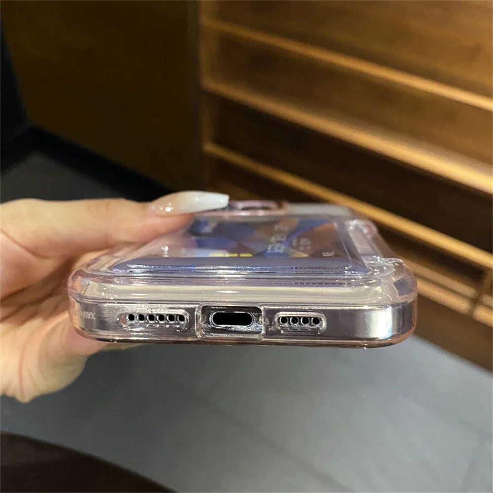 Sd1ea3371de454cb8bafa11a8ec290f0de.webp Transparent Card Slot Bag Holder Phone Case For iPhone 15 14 13 11 12 16 17 Pro Max Shockproof Protection Hard Acrylic Cover