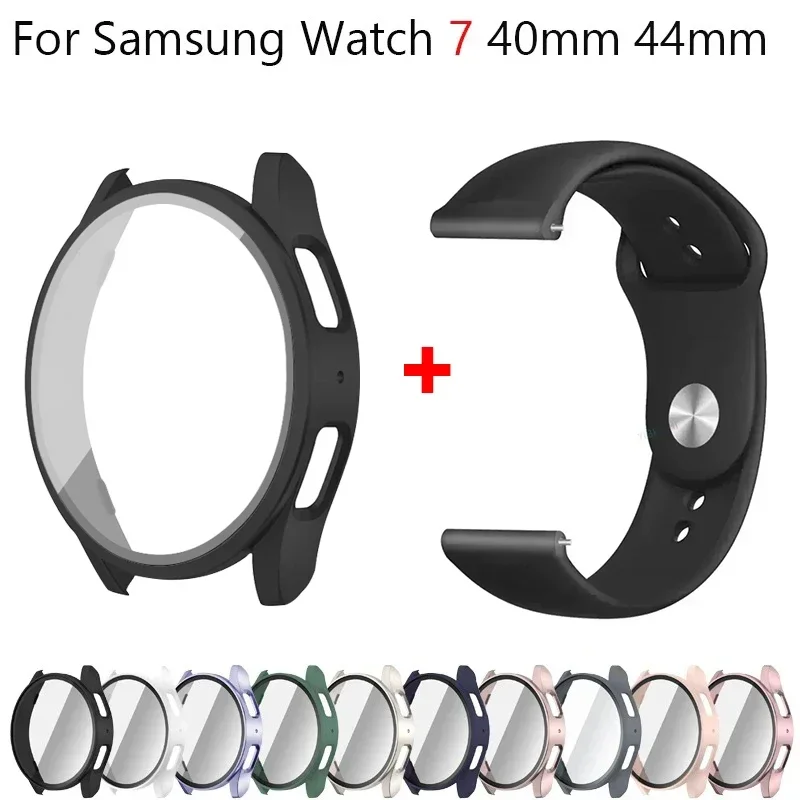 Sd2155c902dec49098eaf85c02a7bea38e.webp Tempered Glass+Case+Strap For Samsung Galaxy Watch 7 6 4 5 40mm 44mm Silicone band+Screen Protector 2 pack watch Accessories