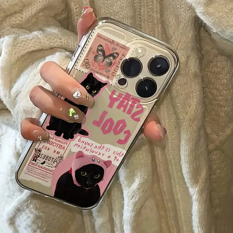 Sd2e3ad92735247ff8fe8a286d605bd3el-1.webp Creative Label Black Cat Transparent Phone Case For iPhone 15 16 16E 17 Air 14 13 12 11 Pro Max 7 8 Plus Soft Silicone Cover