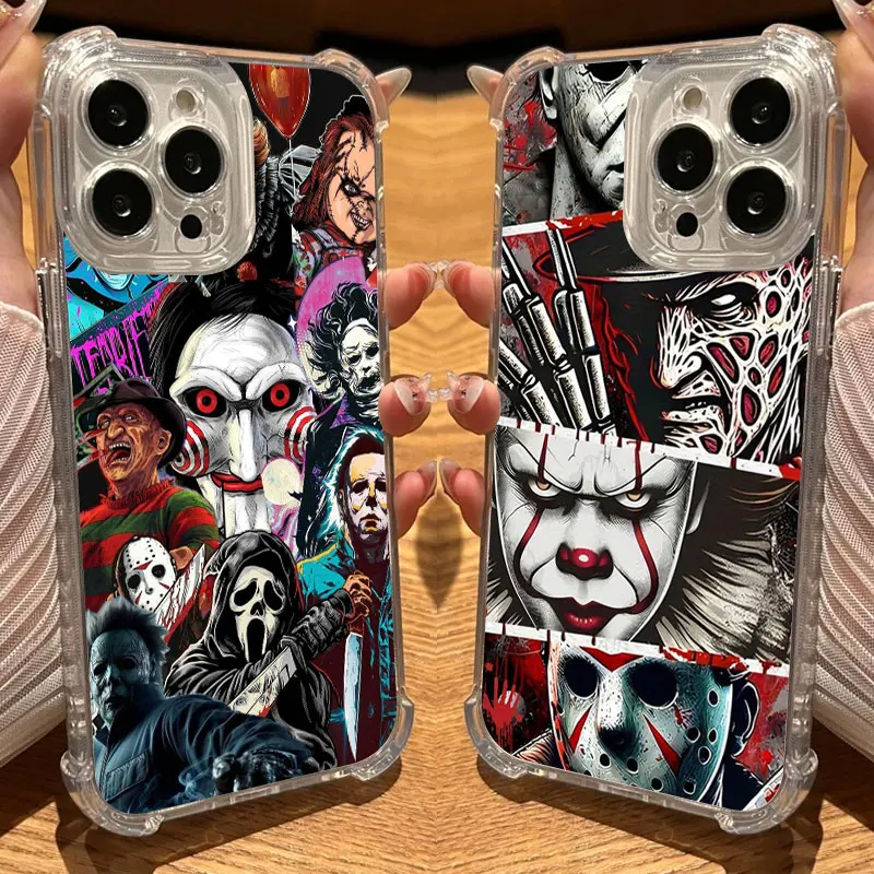 Michaels Myers Horror Halloween Phone Case Clear For iPhone 17 16 14 15 11 12 13 Pro Max 16E 16 Plus 17Air Soft Shockproof Cover