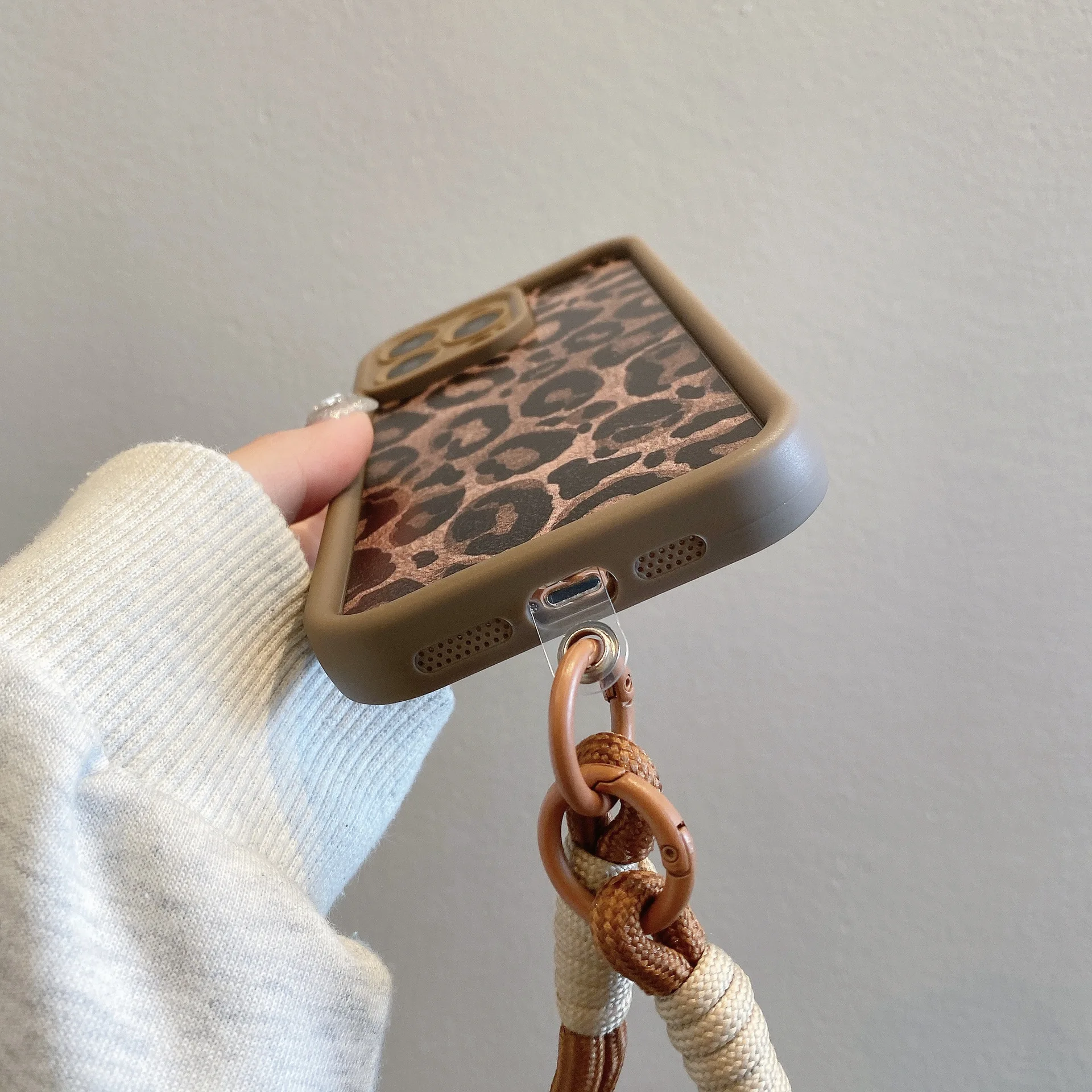 Sd3bb9e68054d4fd58e42da13d8a87b15j.webp Leopard Print Pattern With Lanyard Case For iPhone 17 16 15 14 13 12 11 Pro Max X XR XS 7 8 Plus Shockproof Silicone Soft Cover