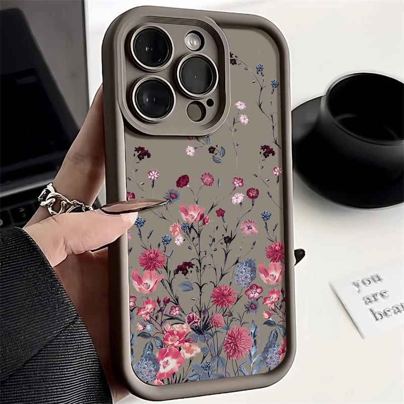 Sd3d88170603541f6b21096507fd87136M.webp Retro Flower Case For iPhone 16e 17 Air 16 15 14 Pro Max Plus 13 12 Pro Max 11 Shockproof Soft Silicone TPU Phone Back Cover