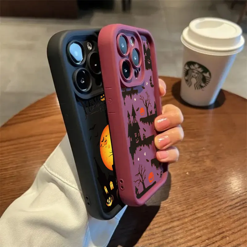 Sd4a33f832fe04144b6710b6e3a151af4H.webp Halloween Castle Moon Soft Silicone Case For iPhone 17 Pro 14 15 Plus 11 12 13 16 Pro Max Coque 16E 17AIR Shockproof Phone Cover