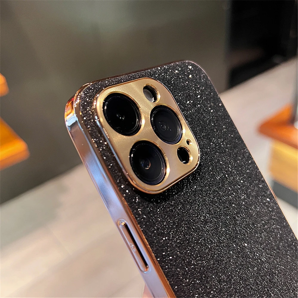 Luxury Plating Bling Glitter Rhinestones Gem Diamond Phone Case For iPhone 17 16 15 13 12 11 14 Pro Max Camera Protection Cover