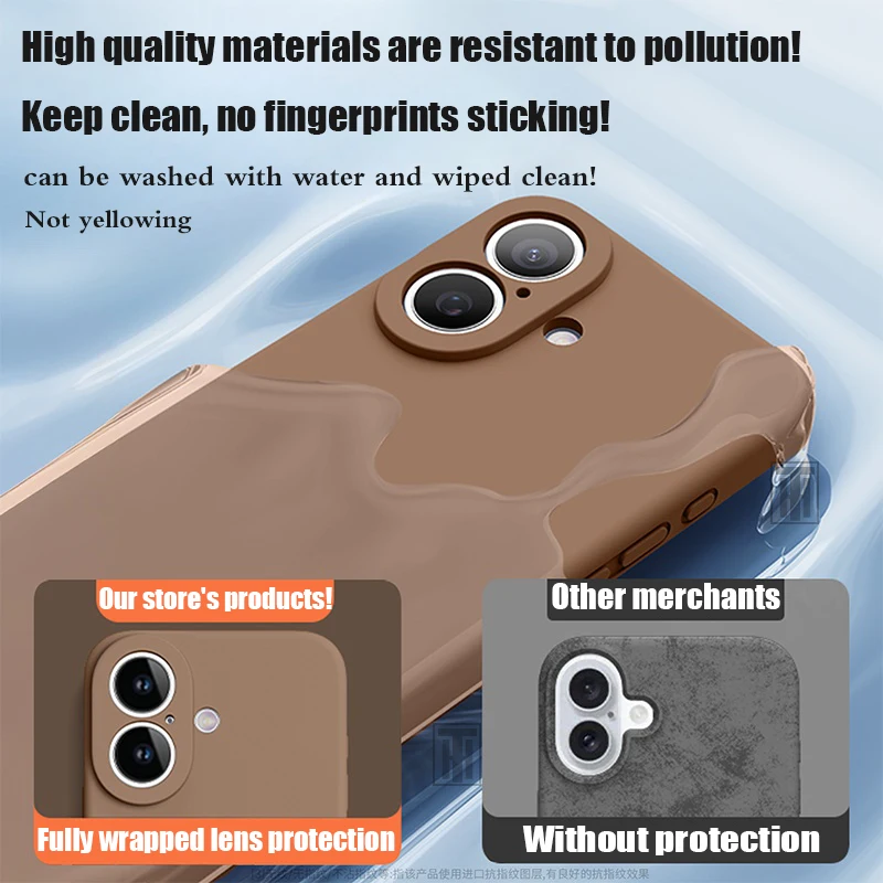 Sd5e66ea5774b4df68951a0cb00739629U.webp Brown New Liquid Silicone Camera Protection Case for iPhone 16 15 14 13 11 12 Pro Max Plus Soft Shockproof Colorful Cover