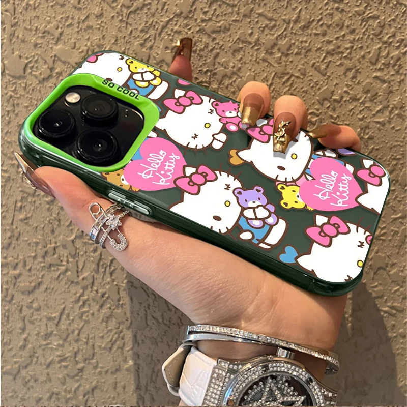 Cute Kitty Cartoon Cat Case for iPhone 17 16 15 14 13 12 11 Pro Max Plus 17 Air 16E X XR XS Max Hard Shockproof Bumper Cover